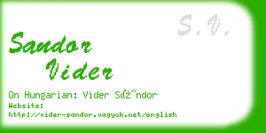 sandor vider business card